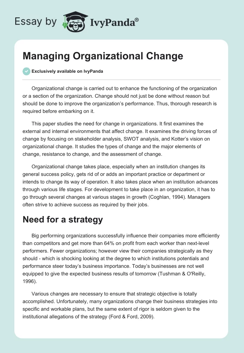 Managing Organizational Change. Page 1