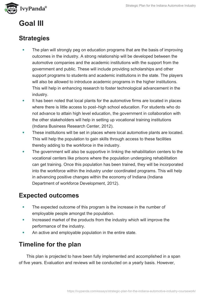 Strategic Plan for the Indiana Automotive Industry. Page 5