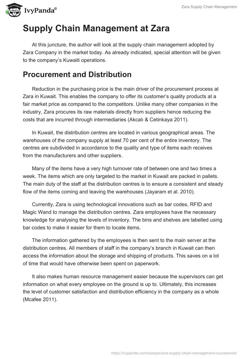 Zara Supply Chain Management. Page 3