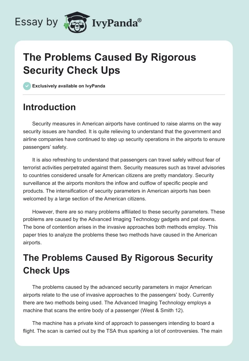The Problems Caused By Rigorous Security Check Ups. Page 1