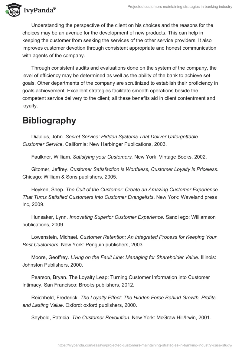 Projected Customers Maintaining Strategies in Banking Industry. Page 3