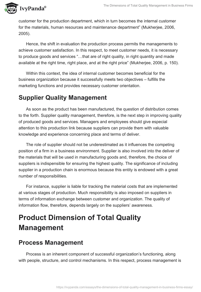 The Dimensions of Total Quality Management in Business Firms. Page 4