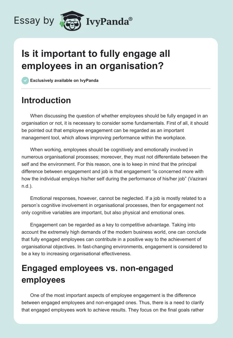 Is it important to fully engage all employees in an organisation?. Page 1