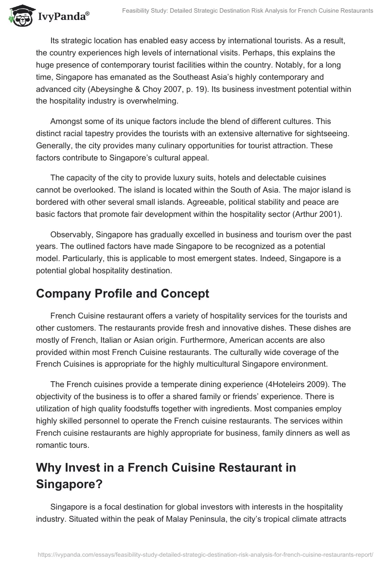 Feasibility Study: Detailed Strategic Destination Risk Analysis for French Cuisine Restaurants. Page 2