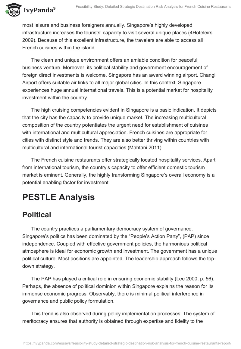 Feasibility Study: Detailed Strategic Destination Risk Analysis for French Cuisine Restaurants. Page 3