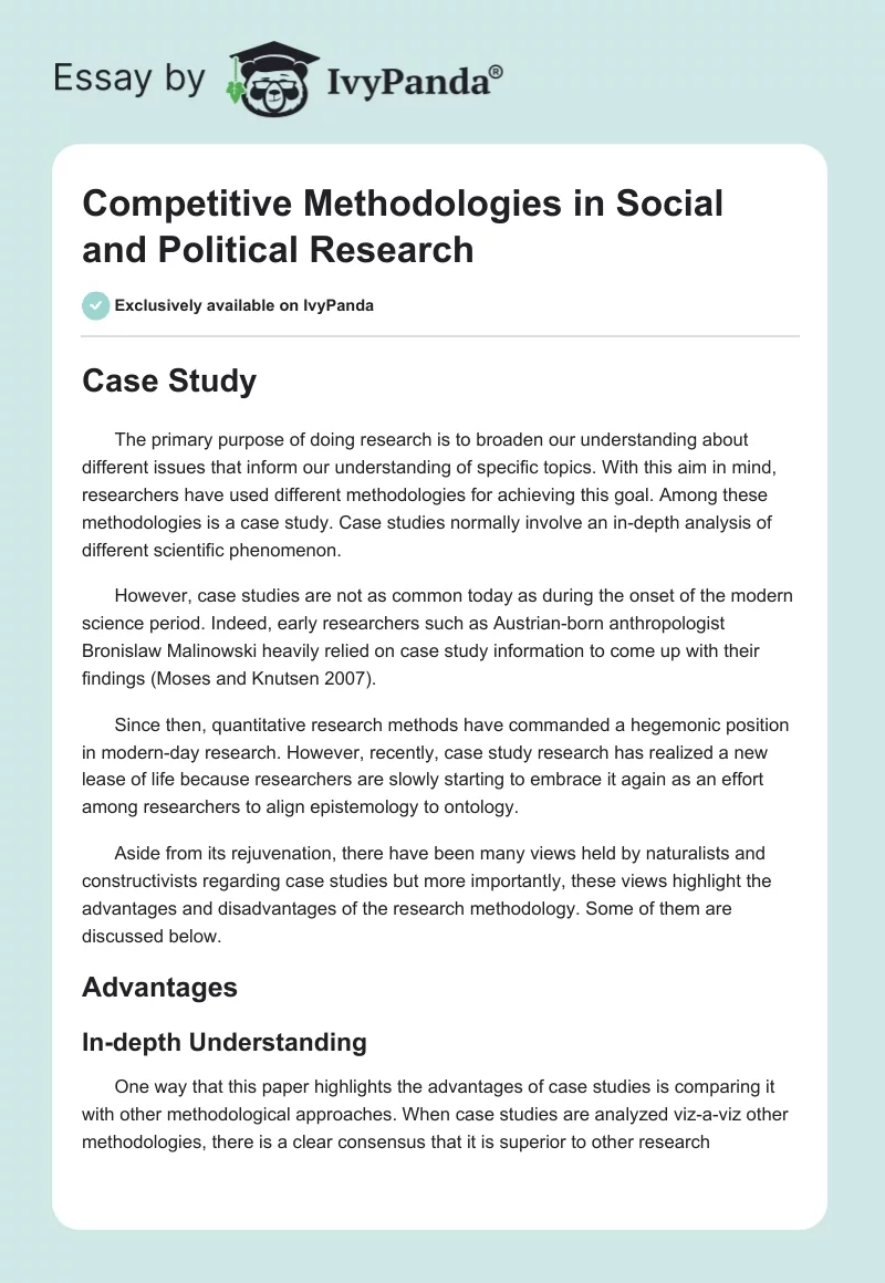 Competitive Methodologies in Social and Political Research. Page 1