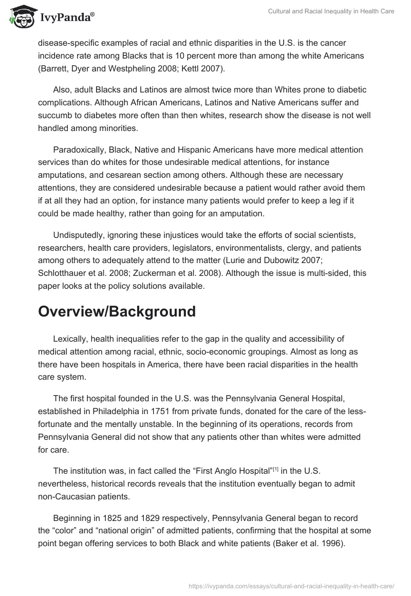 Cultural and Racial Inequality in Health Care. Page 2