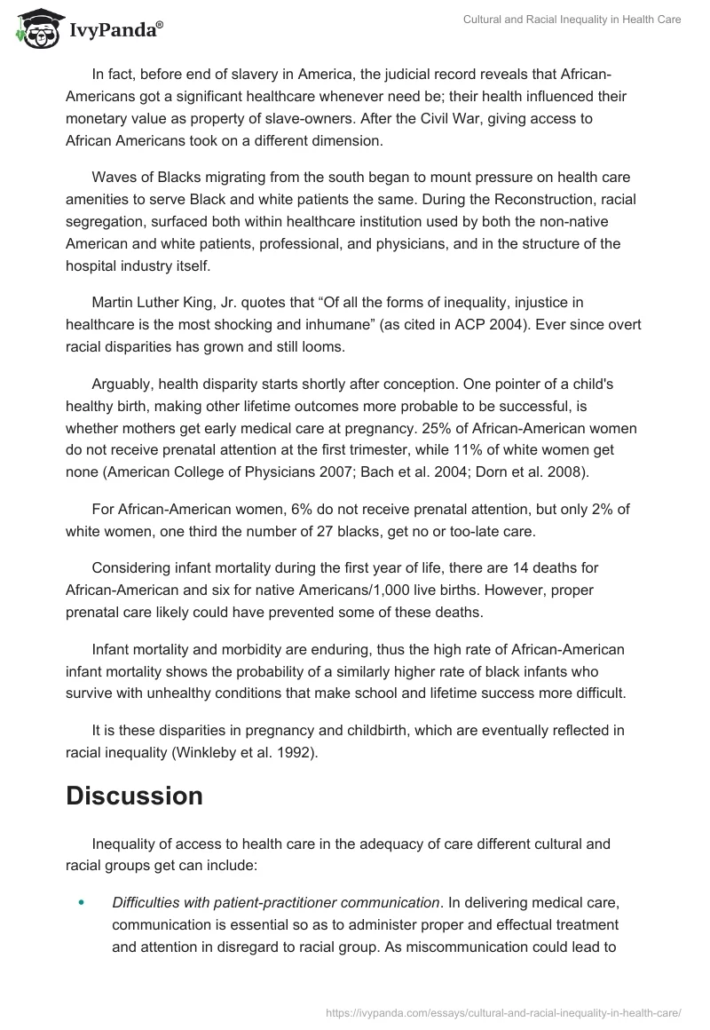 Cultural and Racial Inequality in Health Care. Page 3