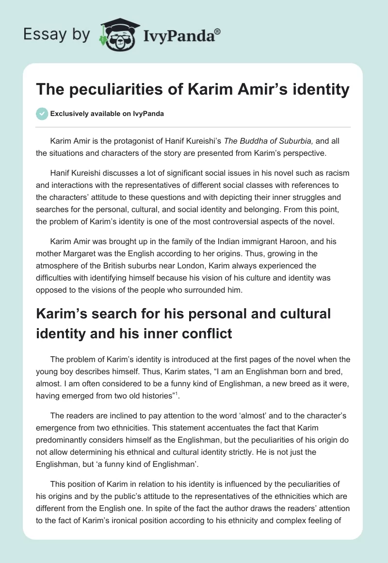 The peculiarities of Karim Amir’s identity. Page 1
