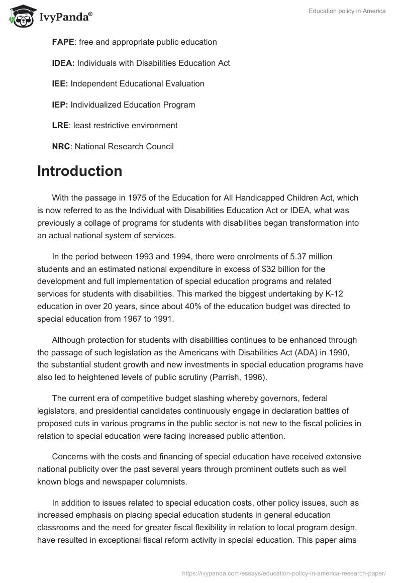 Education policy in America. Page 2
