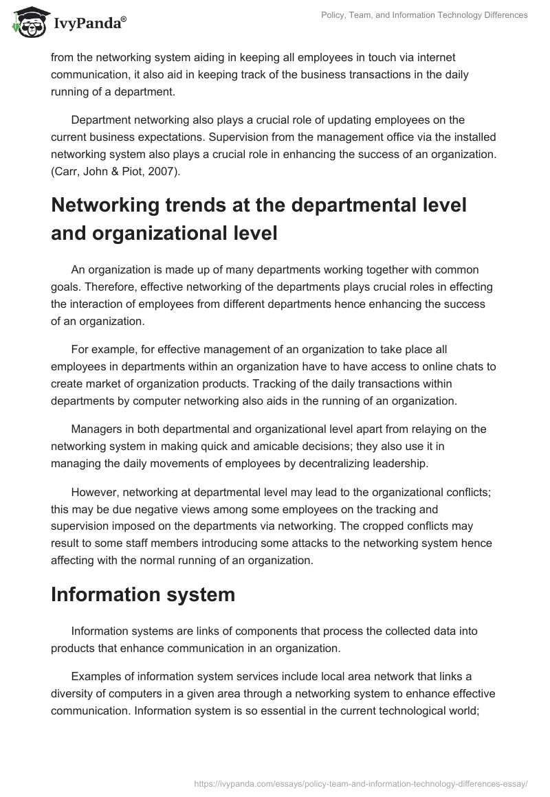 Policy, Team, and Information Technology Differences. Page 3