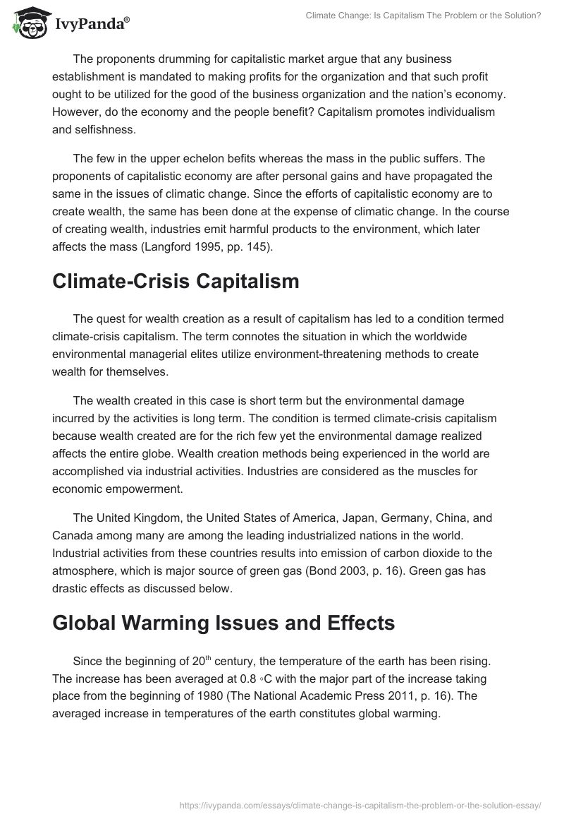 Climate Change: Is Capitalism the Problem or the Solution?. Page 2