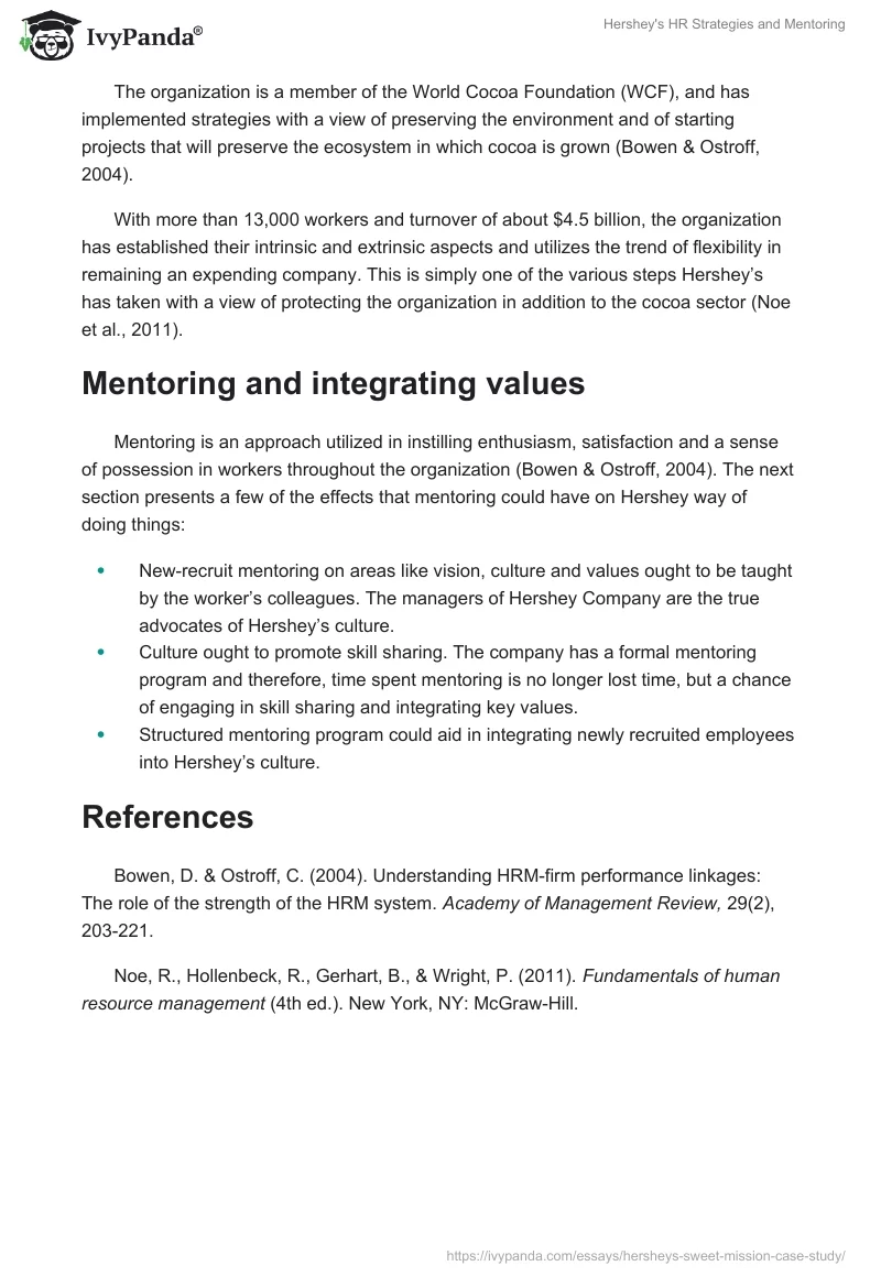 Hershey's HR Strategies and Mentoring. Page 3