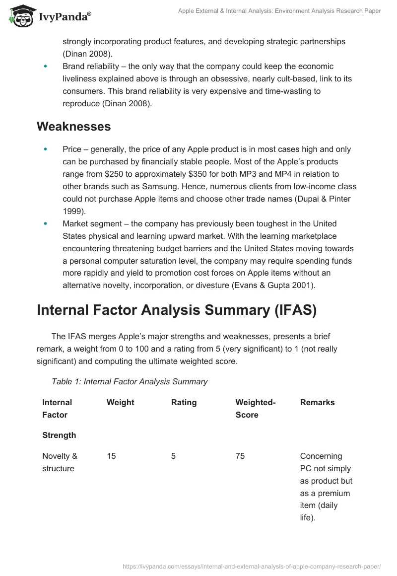 Apple External & Internal Analysis: Environment Analysis Research Paper. Page 4