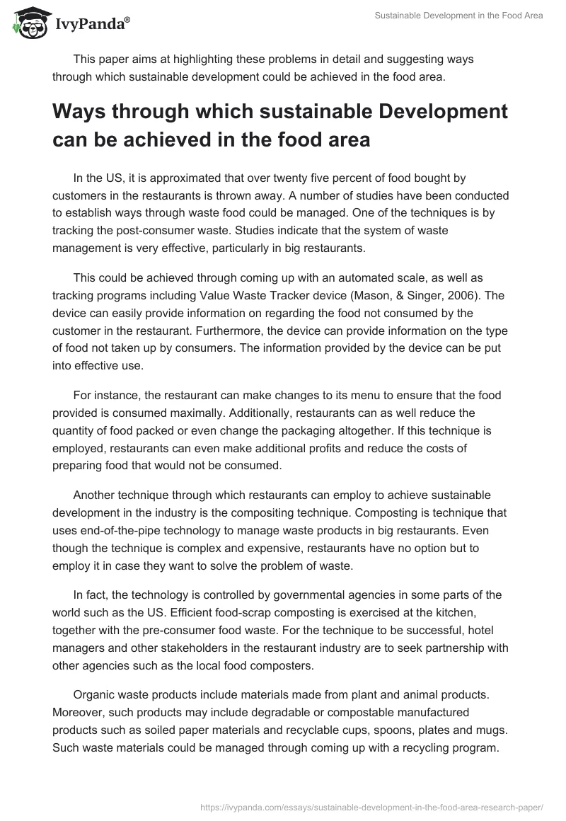 Sustainable Development in the Food Area. Page 2