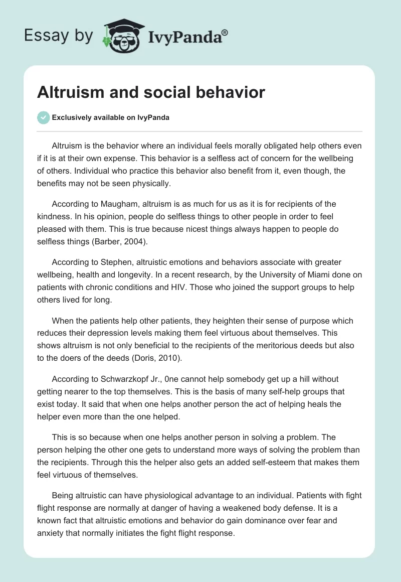 Altruism and social behavior. Page 1