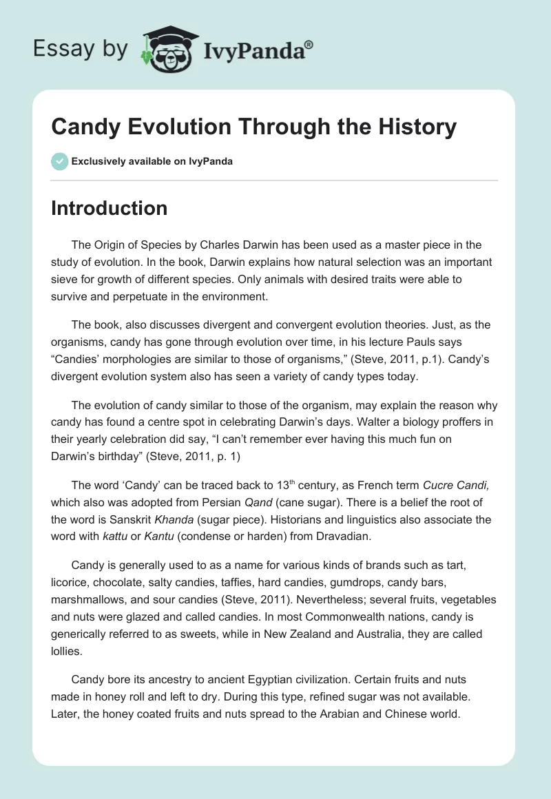 Candy Evolution Through the History. Page 1