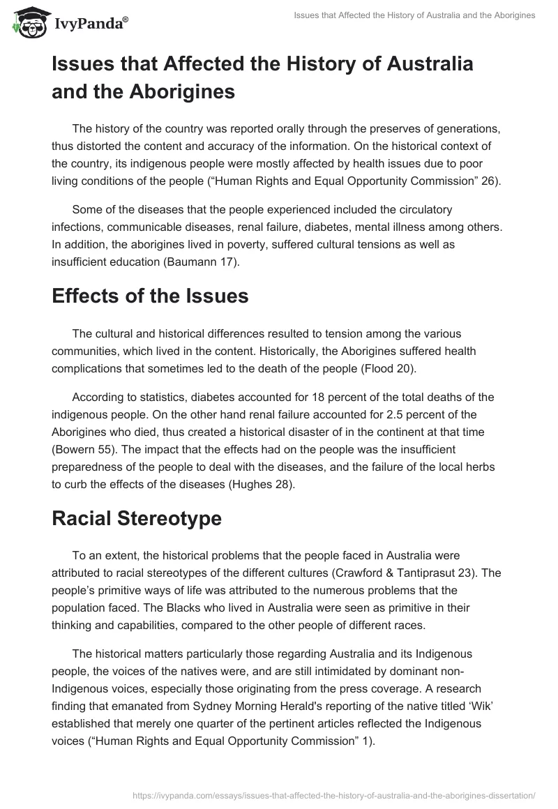 Issues that Affected the History of Australia and the Aborigines. Page 3