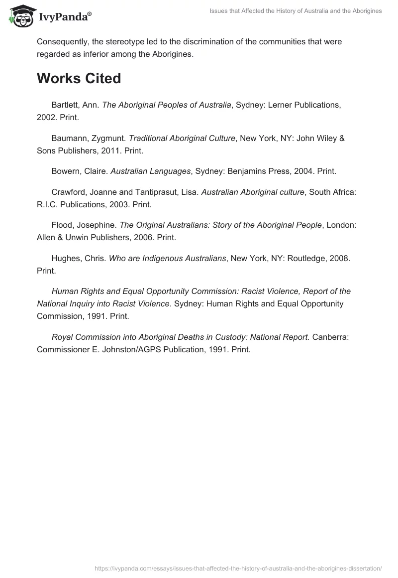 Issues that Affected the History of Australia and the Aborigines. Page 5