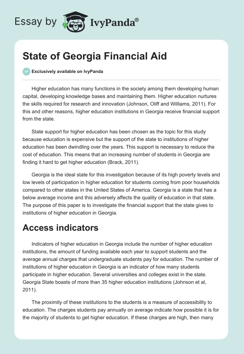 State of Georgia Financial Aid. Page 1