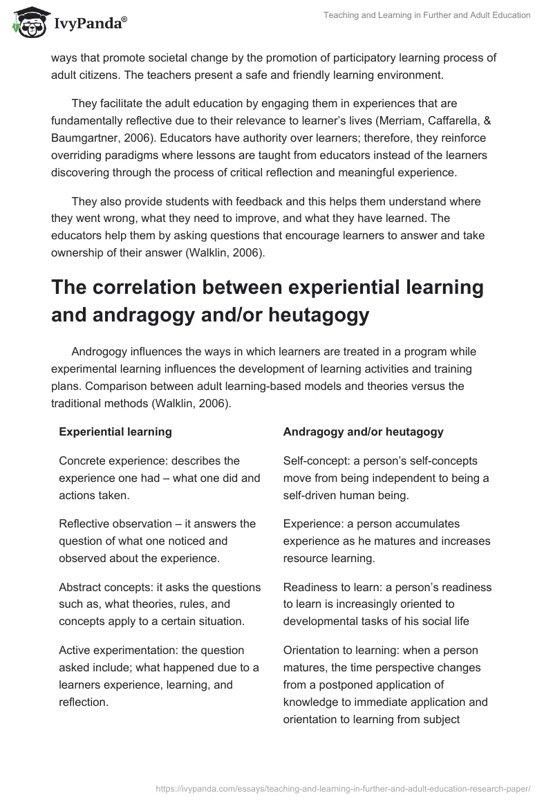 Teaching and Learning in Further and Adult Education. Page 3