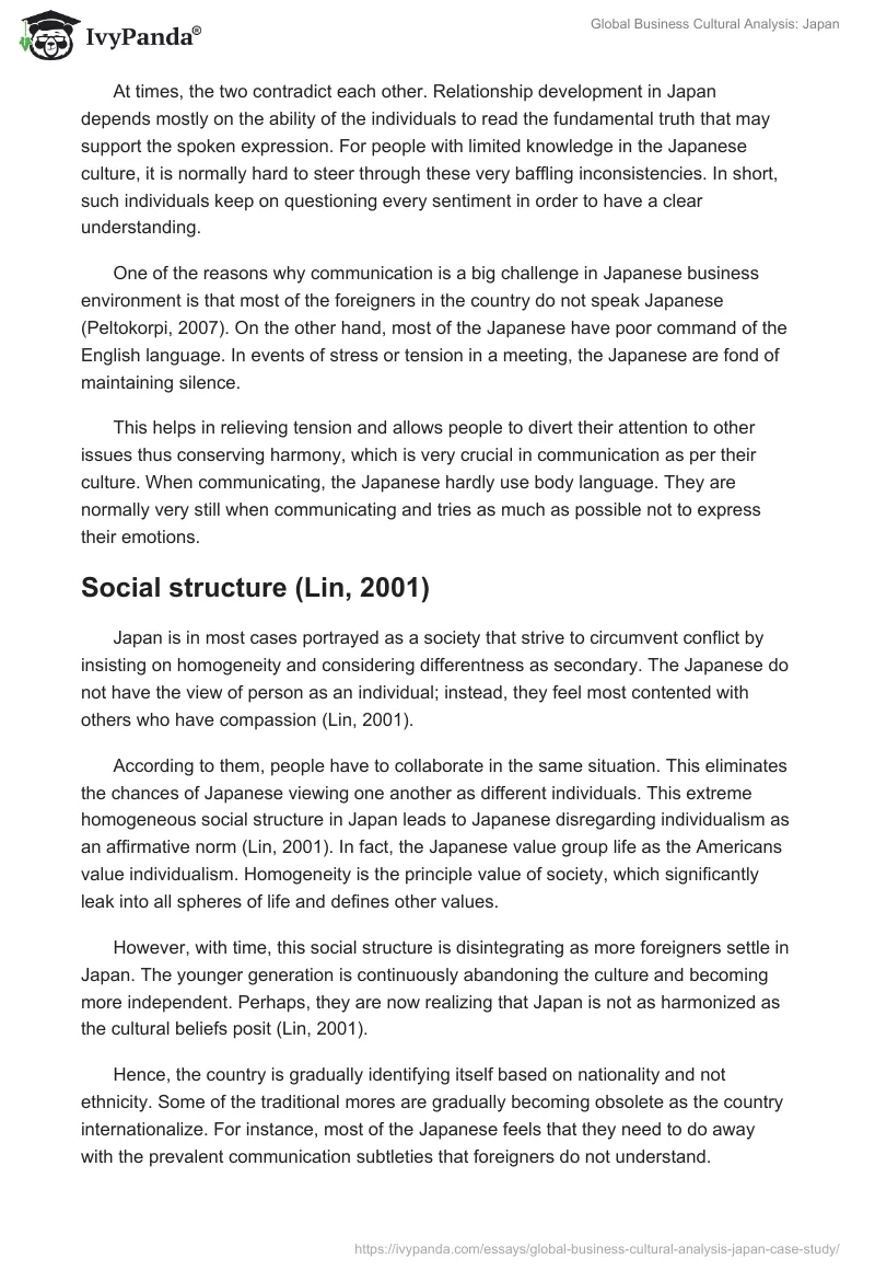 Global Business Cultural Analysis: Japan. Page 3