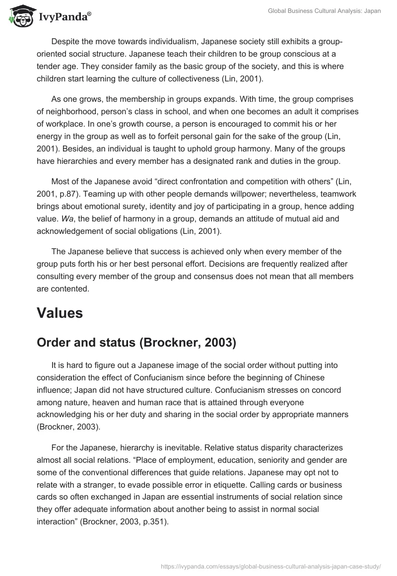 Global Business Cultural Analysis: Japan. Page 4
