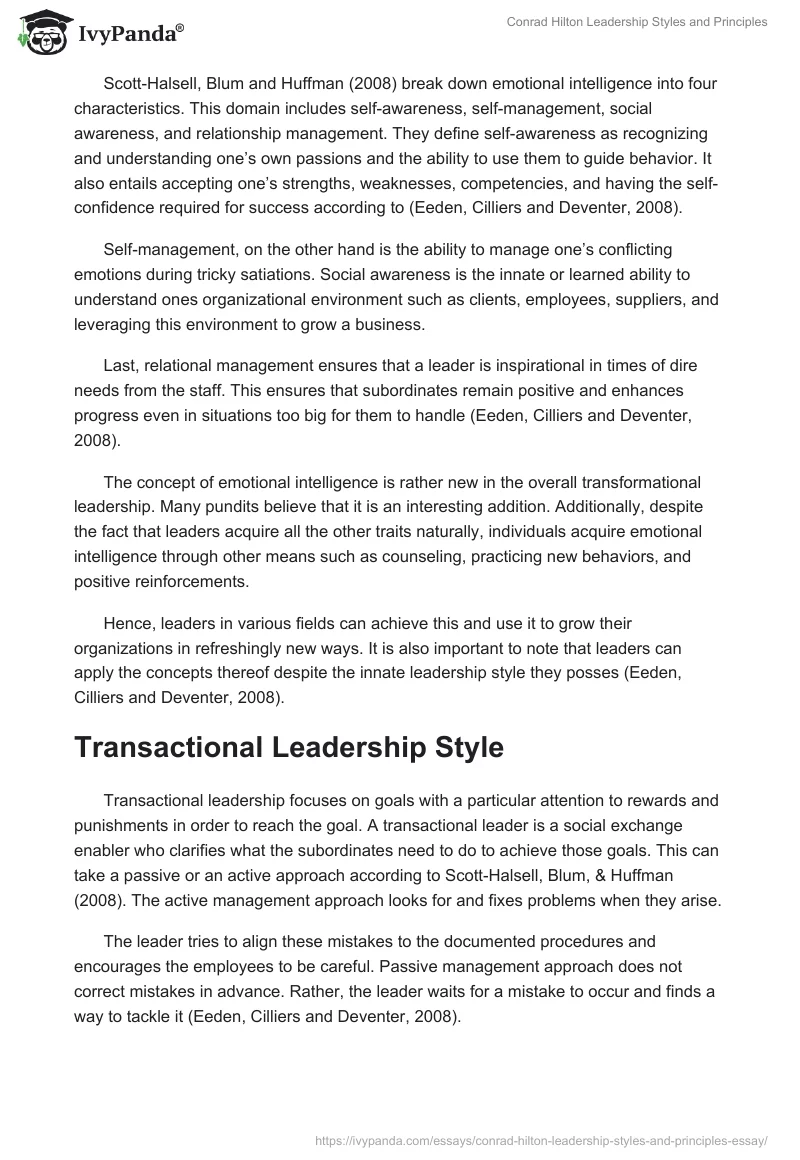 Conrad Hilton Leadership Styles and Principles. Page 3