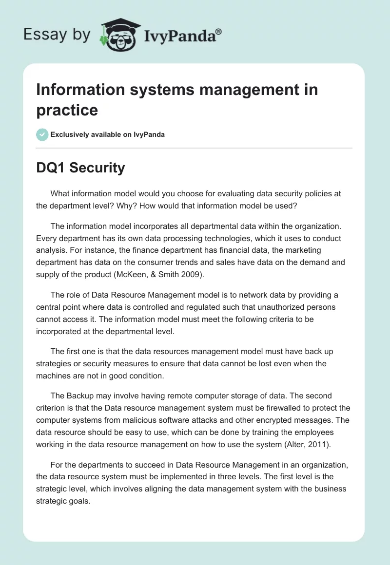 Information systems management in practice. Page 1