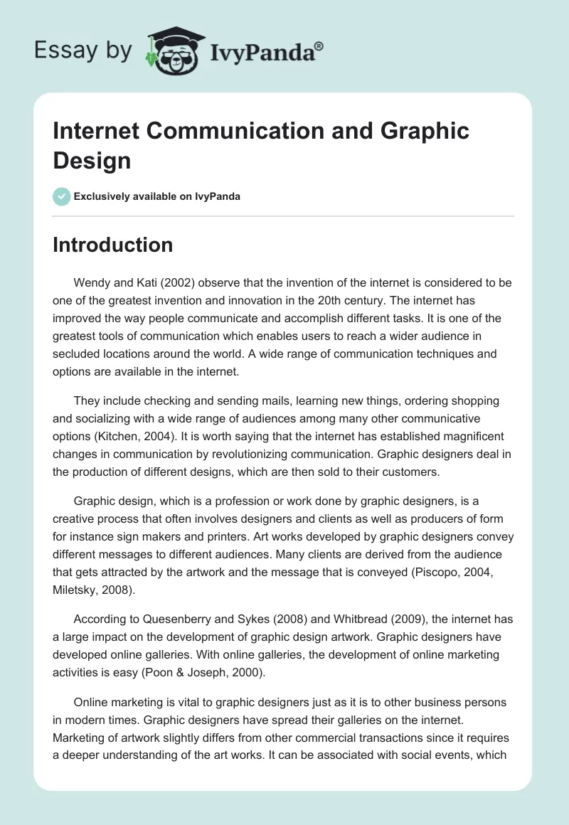 Internet Communication and Graphic Design. Page 1