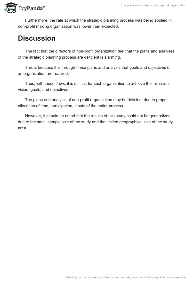 The plans and analysis of non-profit organization. Page 3