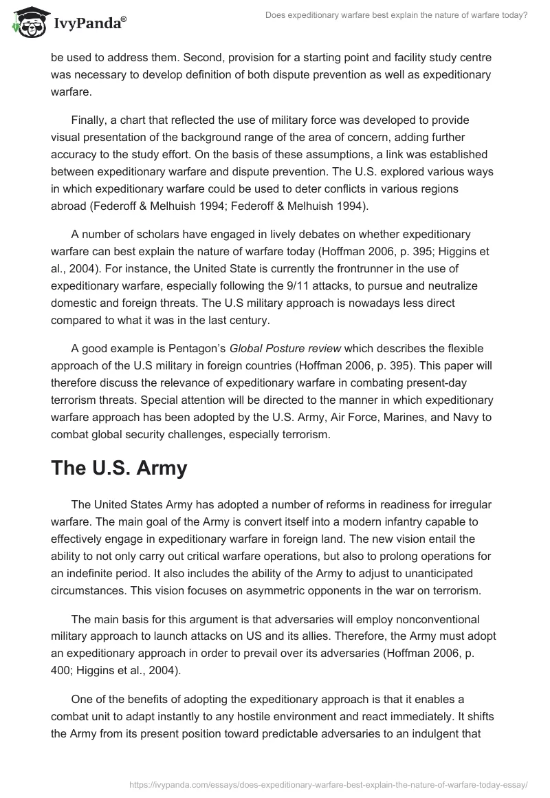 Does expeditionary warfare best explain the nature of warfare today?. Page 2