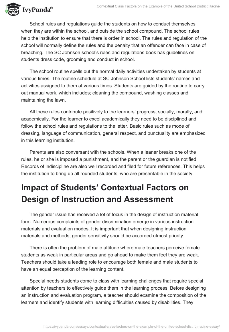 Contextual Class Factors on the Example of the United School District Racine. Page 4