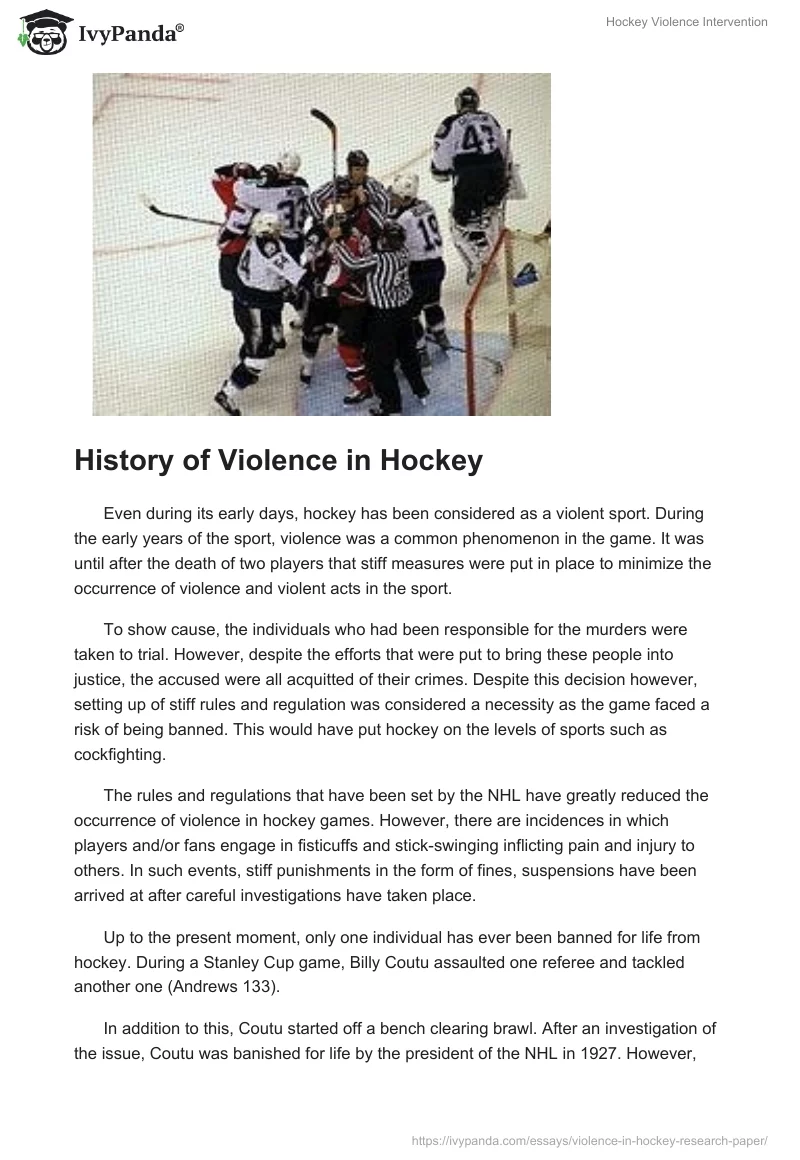 Hockey Violence Intervention. Page 3