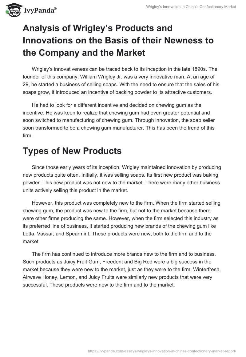 Wrigley’s Innovation in China’s Confectionary Market. Page 2