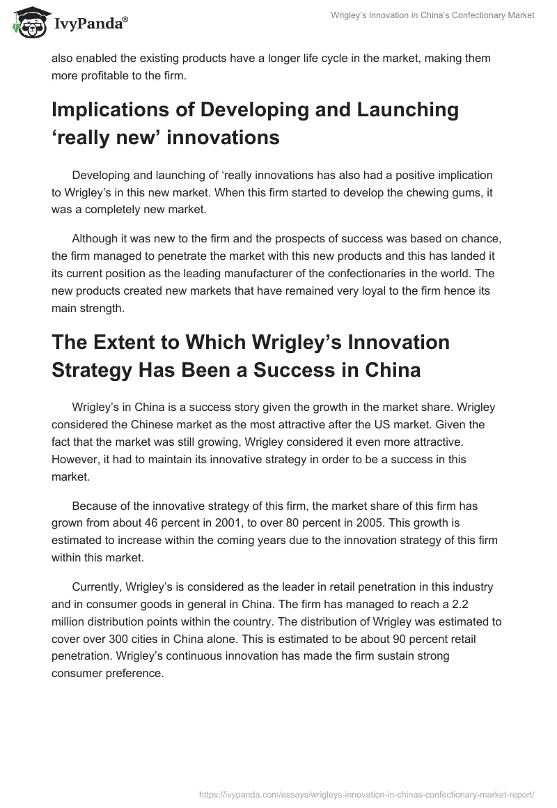 Wrigley’s Innovation in China’s Confectionary Market. Page 4