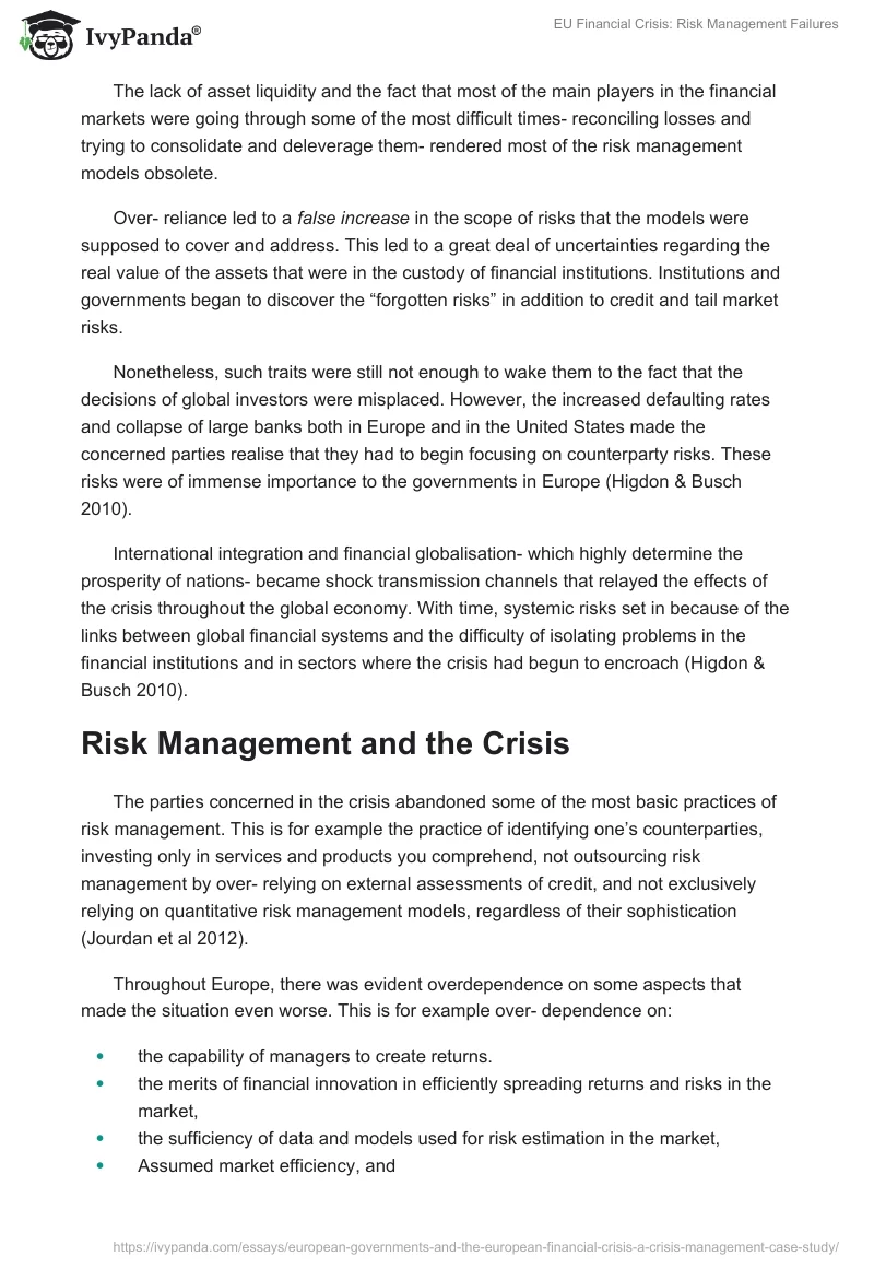 EU Financial Crisis: Risk Management Failures. Page 4