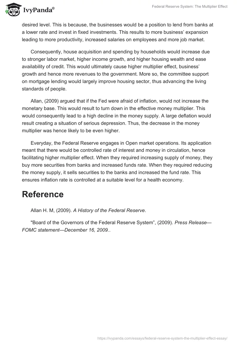 Federal Reserve System: The Multiplier Effect. Page 2