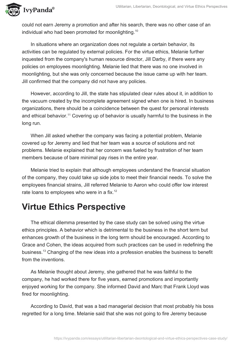 Utilitarian, Libertarian, Deontological, and Virtue Ethics Perspectives. Page 4