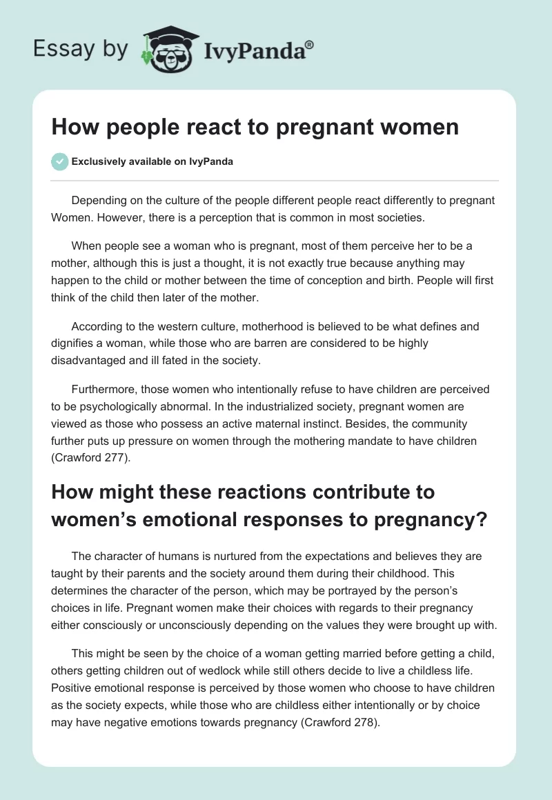 pregnant woman essay