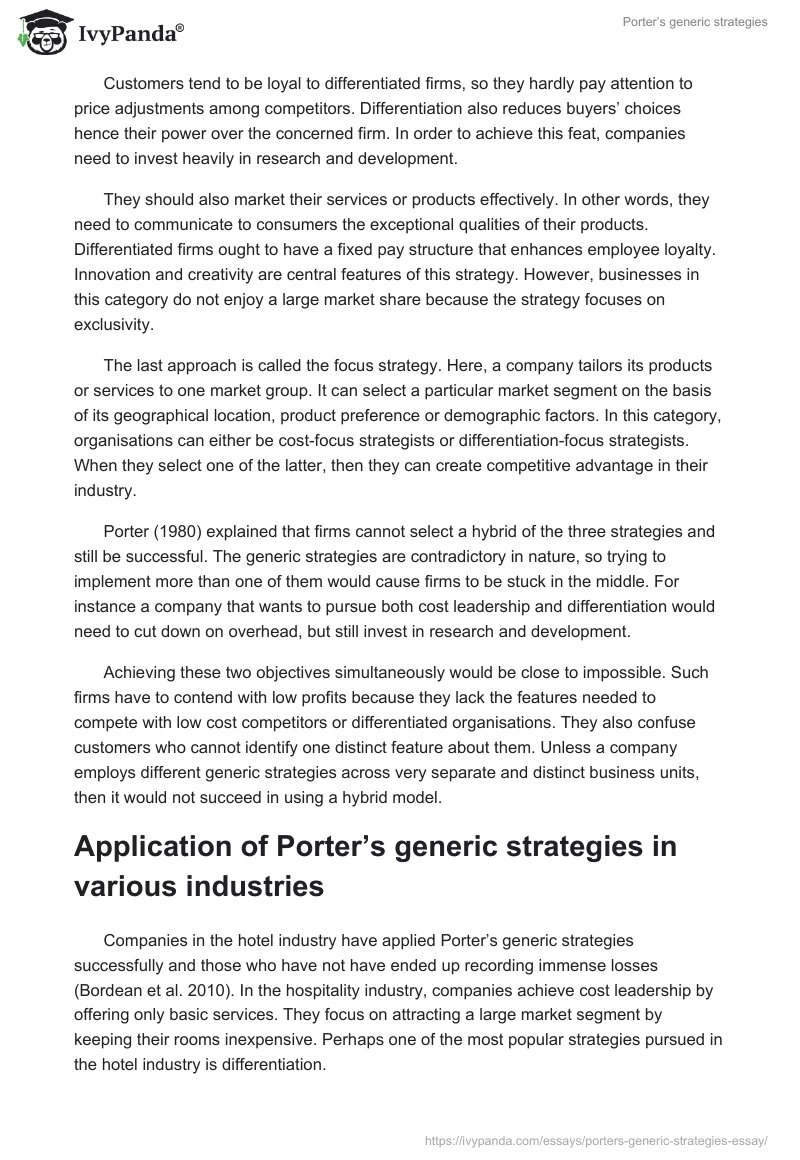 Porter’s generic strategies. Page 2