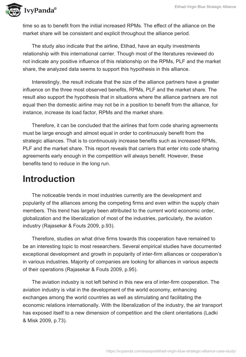Etihad-Virgin Blue Strategic Alliance. Page 2