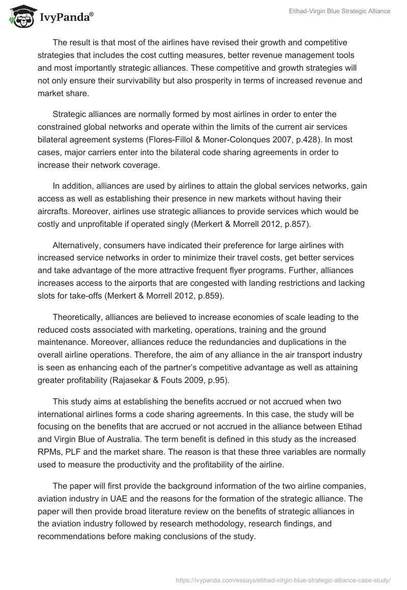 Etihad-Virgin Blue Strategic Alliance. Page 3