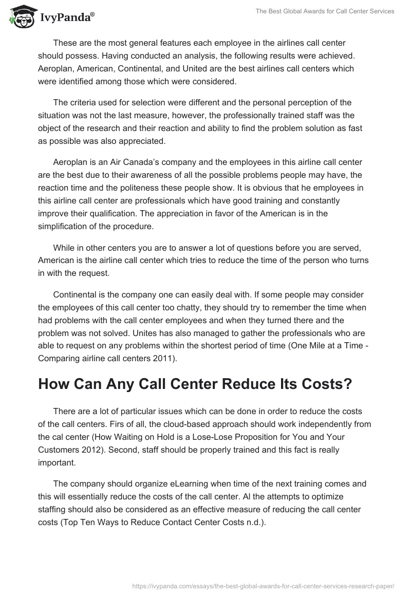 The Best Global Awards for Call Center Services. Page 3