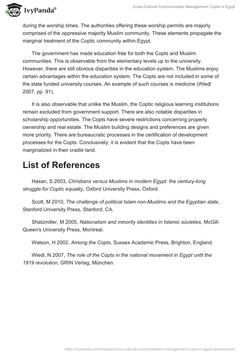Cross-Cultural Communication Management: Copts in Egypt. Page 3