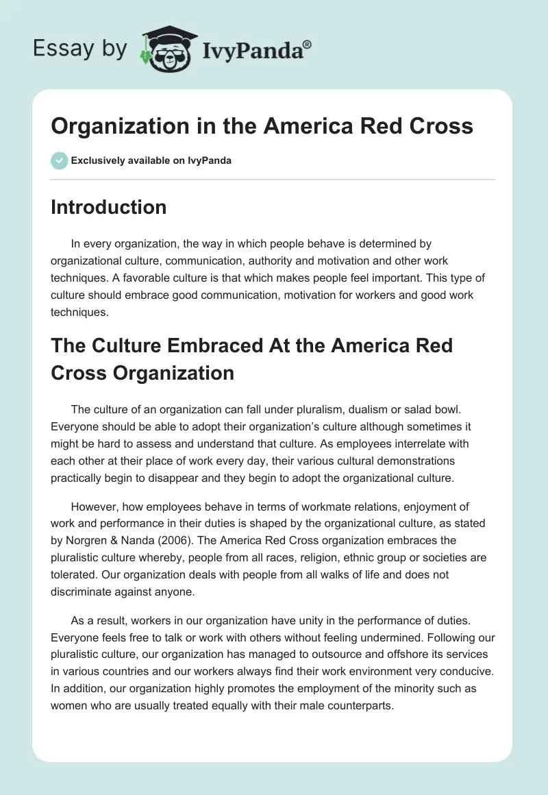 Organization in the America Red Cross. Page 1