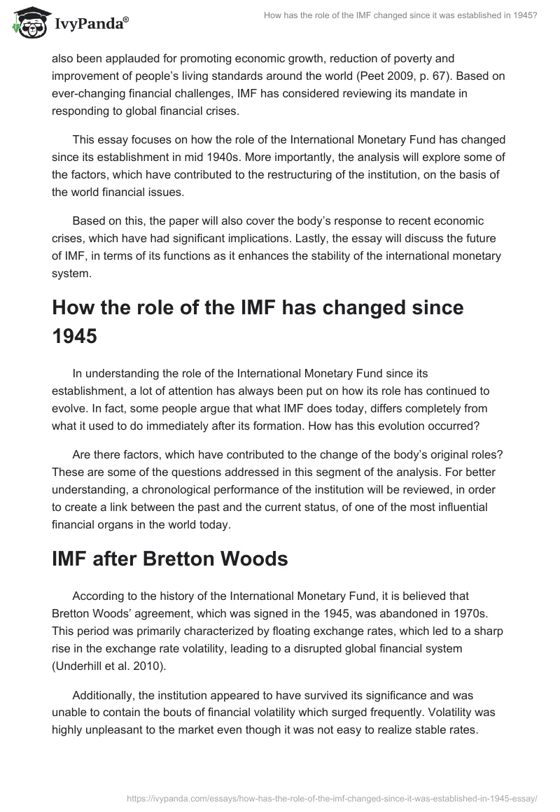 How has the role of the IMF changed since it was established in 1945?. Page 2