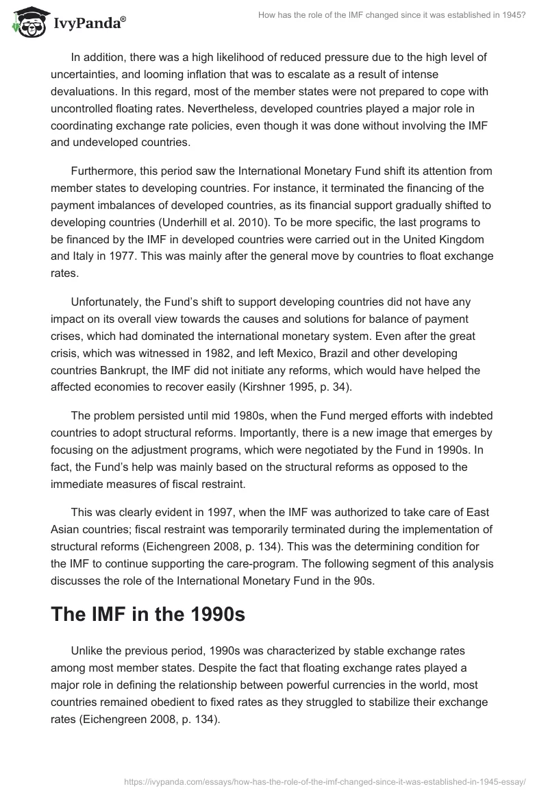 How has the role of the IMF changed since it was established in 1945?. Page 3