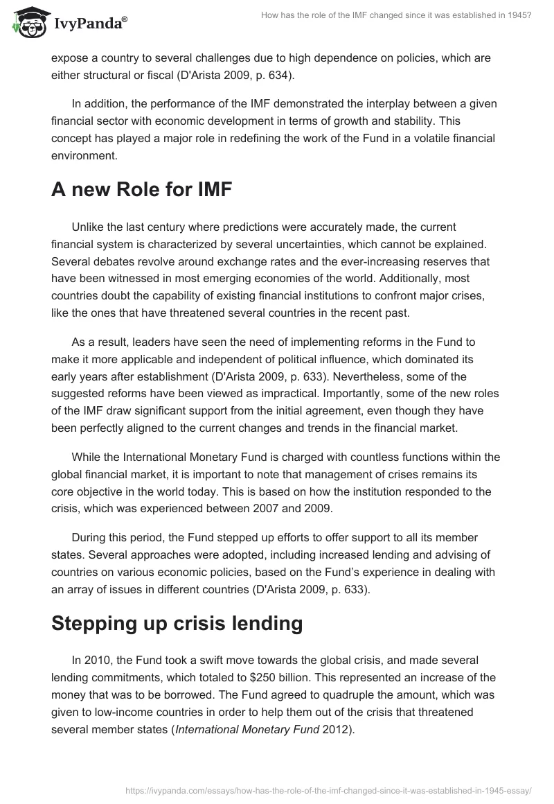 How has the role of the IMF changed since it was established in 1945?. Page 5