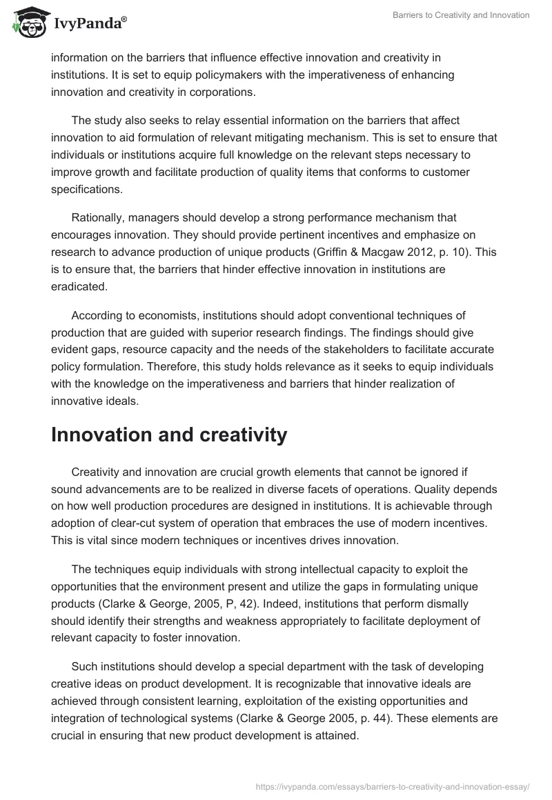 Barriers to Creativity and Innovation. Page 3